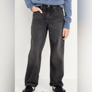 Old Navy Boys Baggy Wide Leg Black Jeans, Ajustable Waistband